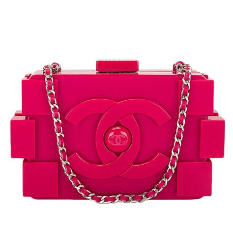 chanel lego clutch|Chanel pink Lego bag.